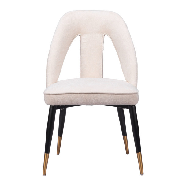 Ivory Black and Gold Faux Fur Open Back Dining Side Chair