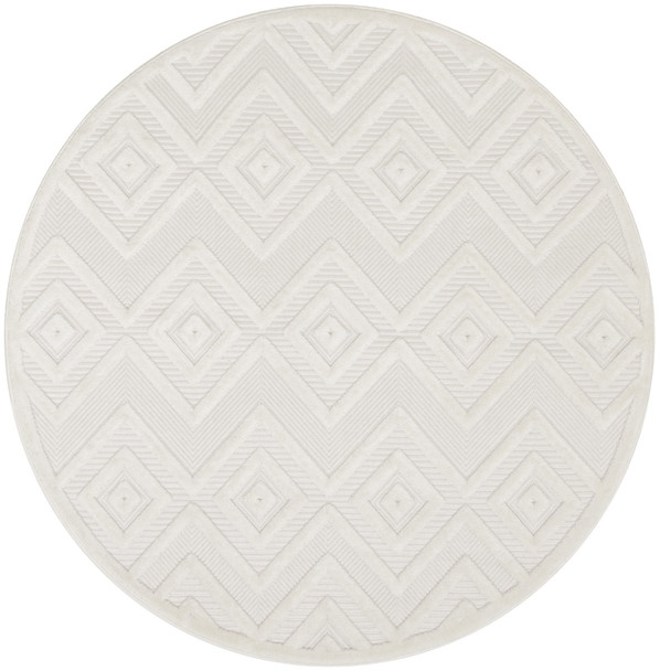 4' Ivory And White Geometric Indoor Outdoor Area Rug