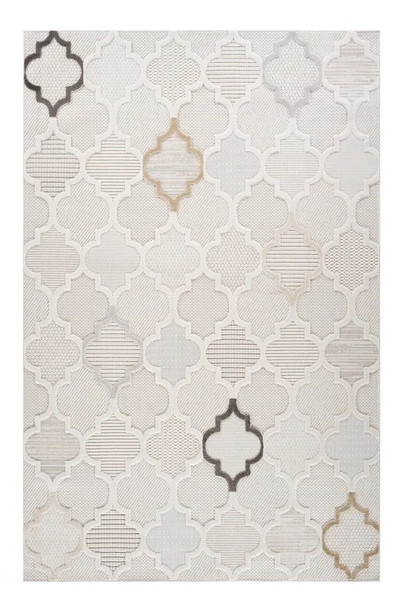 8' X 11' Cream and Beige Geometric Distressed Area Rug