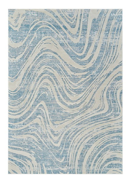 8' X 11' Blue and Beige Abstract Distressed Area Rug