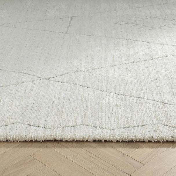8' Cream and Beige Abstract Non Skid Runner Rug