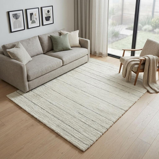 5' X 8' Cream and Beige Abstract Non Skid Area Rug