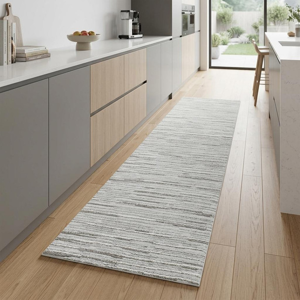 8' Gray Abstract Non Skid Runner Rug