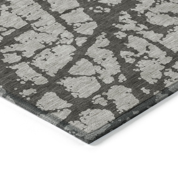 8' X 10' Gray and Black Abstract Washable Indoor Outdoor Area Rug