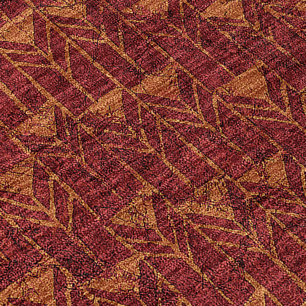 8' Round Burgundy Round Geometric Washable Non Skid Indoor Outdoor Area Rug