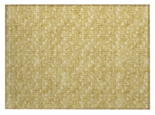 2' X 3' Gold Geometric Washable Non Skid Indoor Outdoor Area Rug
