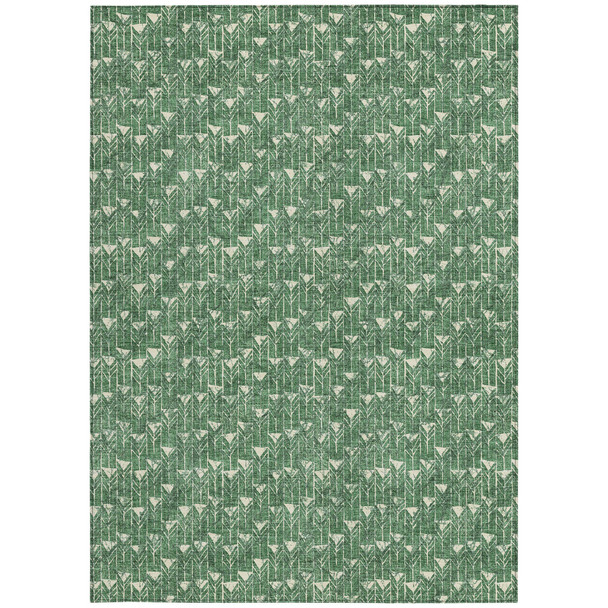 9' X 12' Sage Geometric Washable Non Skid Indoor Outdoor Area Rug
