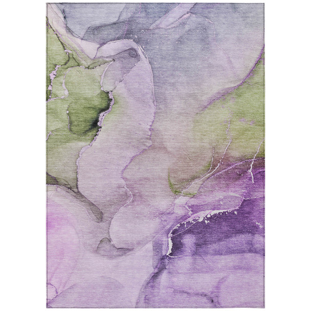 9' X 12' Purple Abstract Washable Non Skid Indoor Outdoor Area Rug