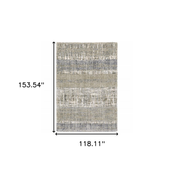 9' X 12' Grey And Ivory Abstract Lines Area Rug