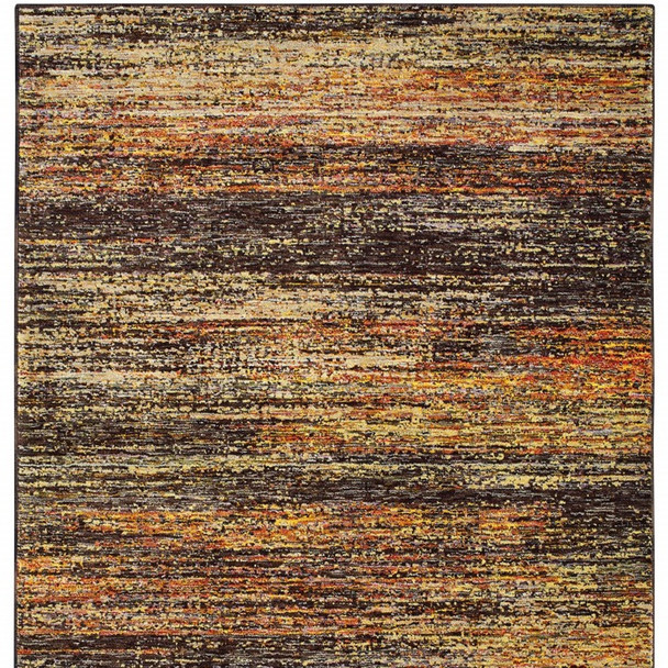 7' X 10' Gold Slate Blue And Orange Abstract Distressed Area Rug
