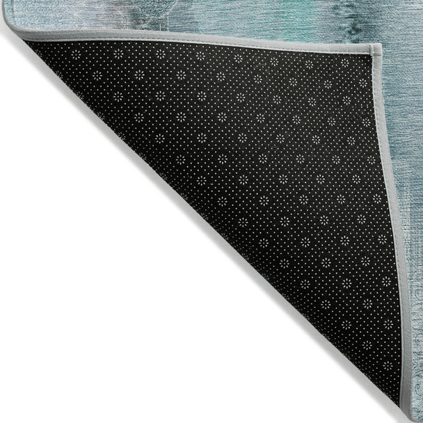 8' Runner Teal Washable Non Skid Indoor Outdoor Runner Rug
