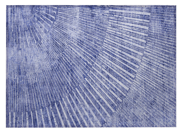 2' X 3' Navy Blue Abstract Washable Non Skid Indoor Outdoor Area Rug