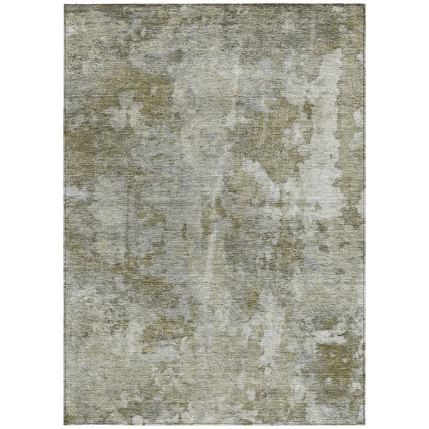 10' X 14' Green Abstract Washable Non Skid Indoor Outdoor Area Rug