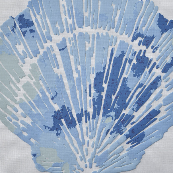 18" Blue And White Coastal Seashell Throw Pillow