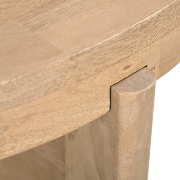 24" Natural Solid Wood Round Cross Leg End Table
