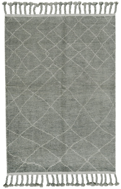 8' X 10' Green Wool Geometric Hand Knotted Area Rug