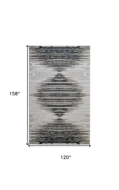 10' X 13' Black Silver And Taupe Geometric Area Rug
