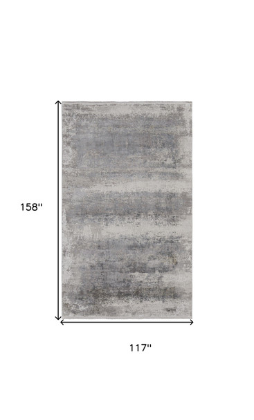 10' X 13' Gray Abstract Power Loom Area Rug With Fringe