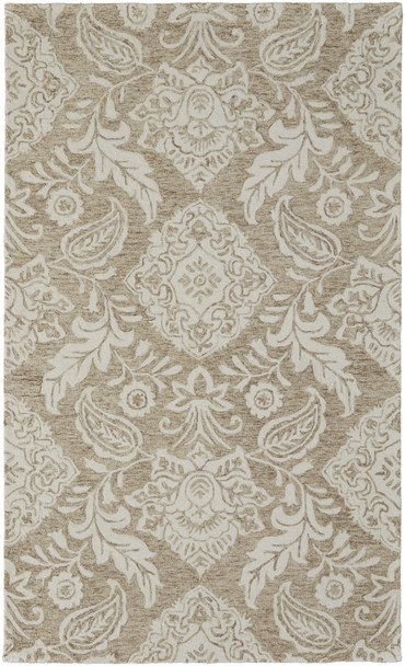 10' X 14' Tan and Ivory Wool Oriental Hand Tufted Area Rug