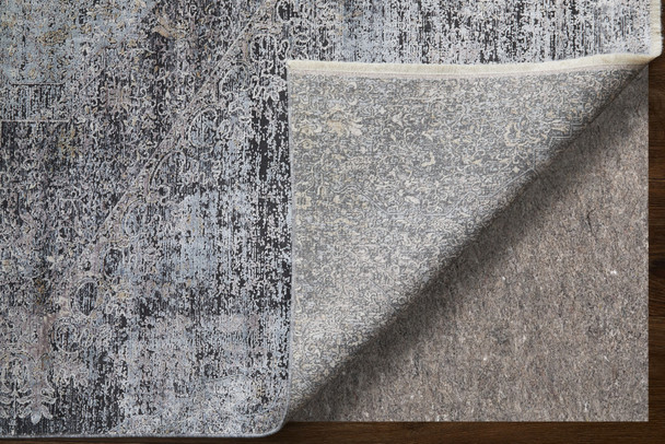 4' X 5' Gray and Silver Abstract Power Loom Worn Faded Area Rug