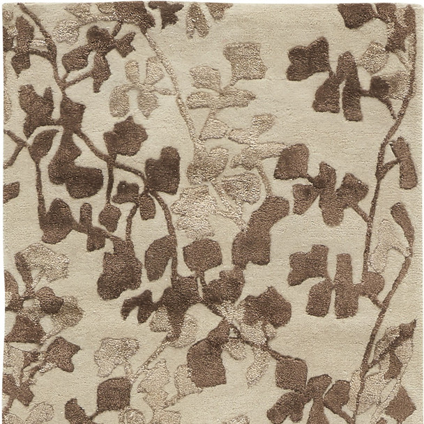 8' Taupe and Brown Floral Hand Tufted Runner Rug