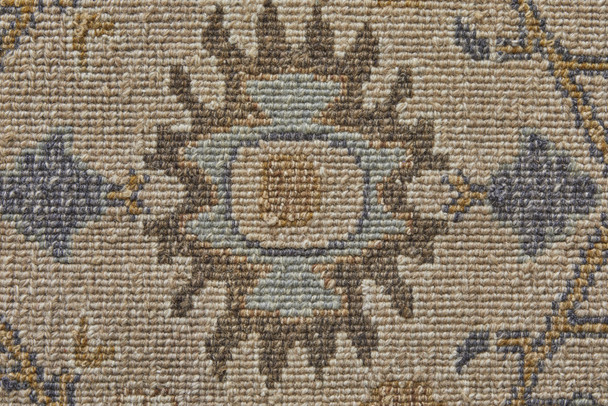 8' X 10' Tan Brown and Gray Wool Oriental Hand Knotted Area Rug With Fringe