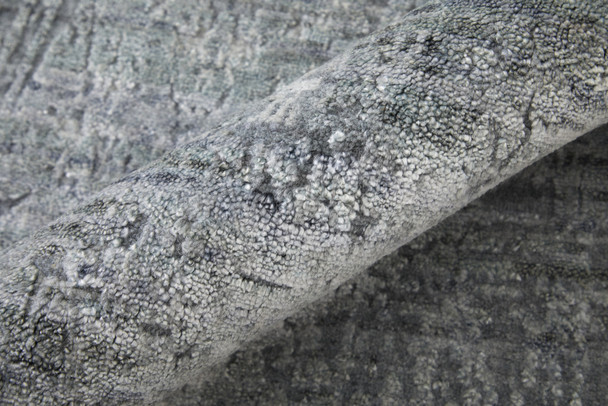 2' X 3' Gray and Silver Abstract Hand Woven Worn Faded Area Rug
