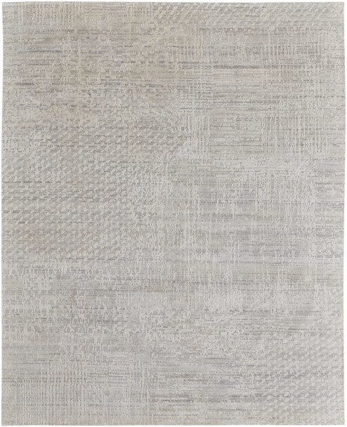 4' X 6' Ivory and Gray Abstract Hand Woven Worn Faded Area Rug