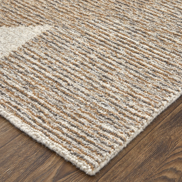 9' X 12' Brown Tan And Ivory Wool Abstract Hand Tufted Area Rug
