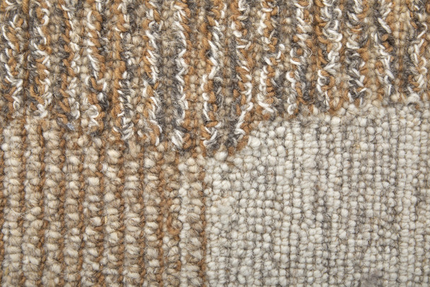 5' X 8' Brown Tan and Ivory Wool Abstract Hand Tufted Area Rug
