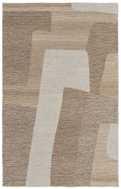 8' X 10' Brown Tan and Ivory Wool Abstract Hand Tufted Area Rug