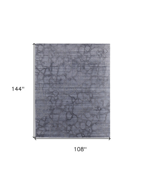 9' X 12' Gray and Blue Abstract Hand Woven Area Rug