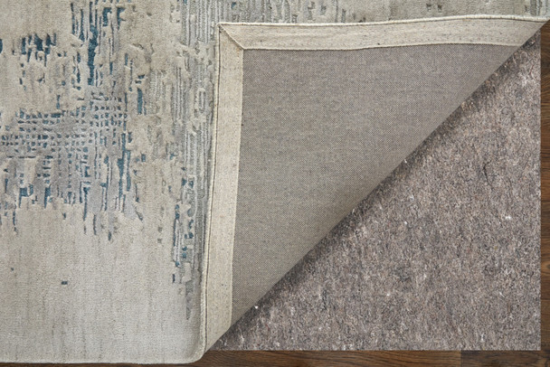 2' X 3' Gray Taupe and Blue Abstract Hand Tufted Area Rug