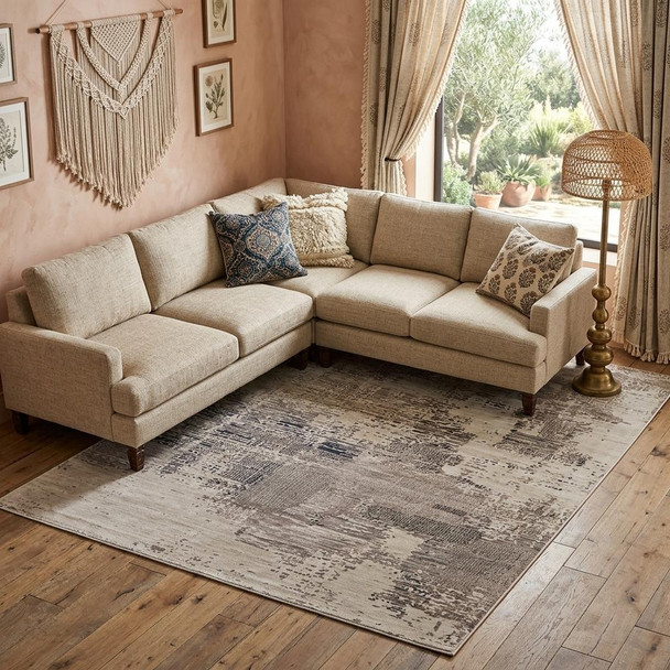 10' X 14' Brown Black and Tan Abstract Hand Tufted Area Rug
