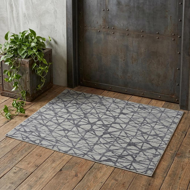 2' X 3' Gray Wool Geometric Hand Knotted Area Rug