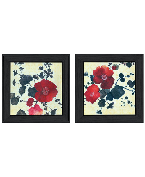 Set Of Two Japanese Blossoms I Black Framed Wall Art