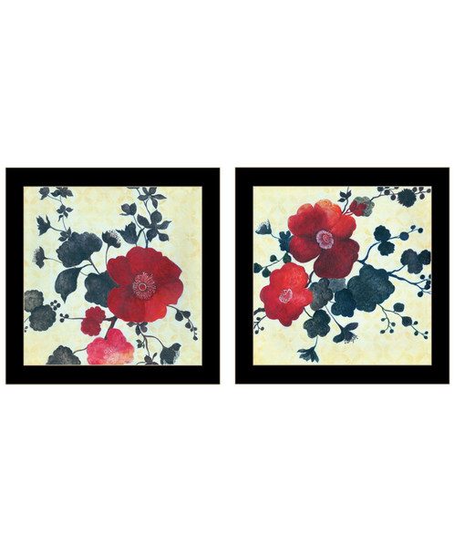 Set Of Two Japanese Blossoms I Black Framed Wall Art