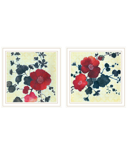 Set Of Two Japanese Blossoms I White Framed Wall Art