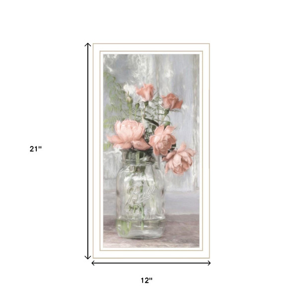 Set Of Two Cottage Peach Rose White Framed Wall Art