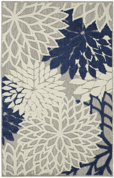 3' X 4' Ivory And Blue Indoor Outdoor Area Rug