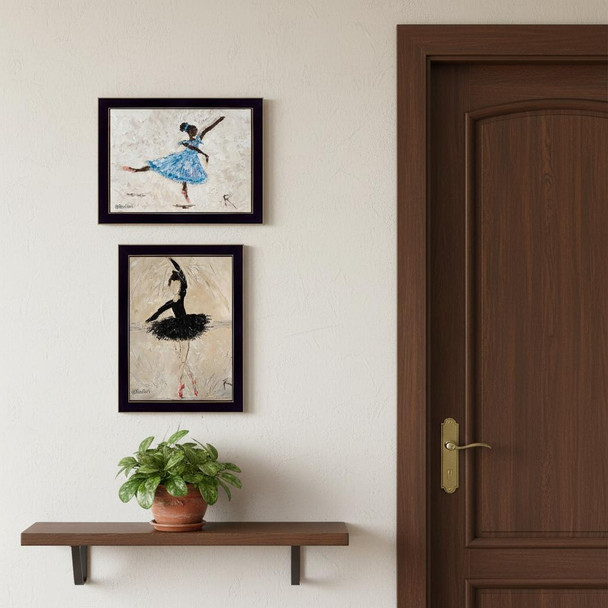Set Of Two "Ballerina Collection" Black Framed Wall Art