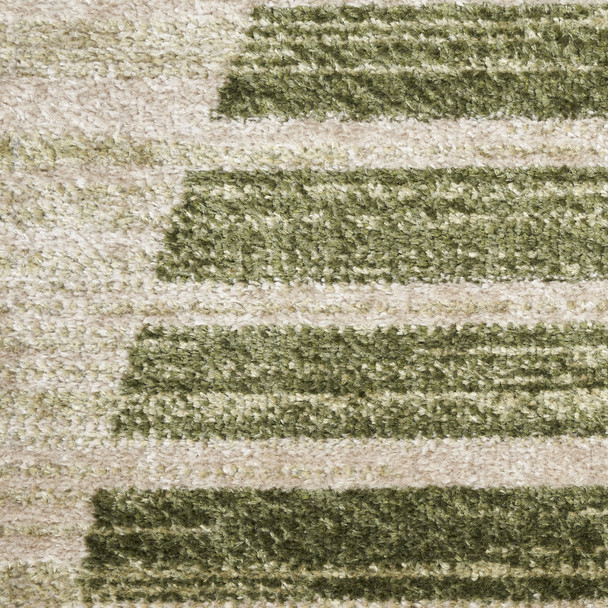 9' X 12' Green Geometric Power Loom Area Rug
