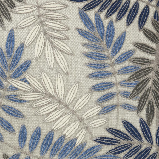 5' X 7' Blue And Gray Floral Indoor Outdoor Area Rug