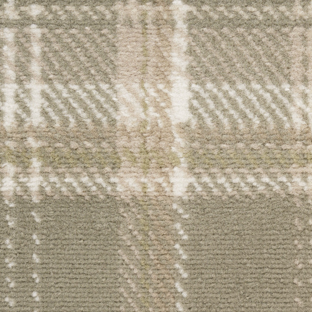 6' X 9' Olive Green and Ivory Plaid Area Rug
