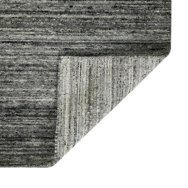 8' X 10' Dark Gray And Ivory Wool Striped Hand Woven Area Rug
