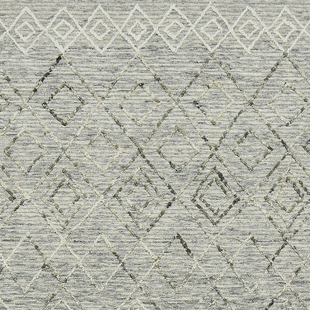 2' X 3' Gray Ivory And Black Wool Argyle Hand Hooked Area Rug