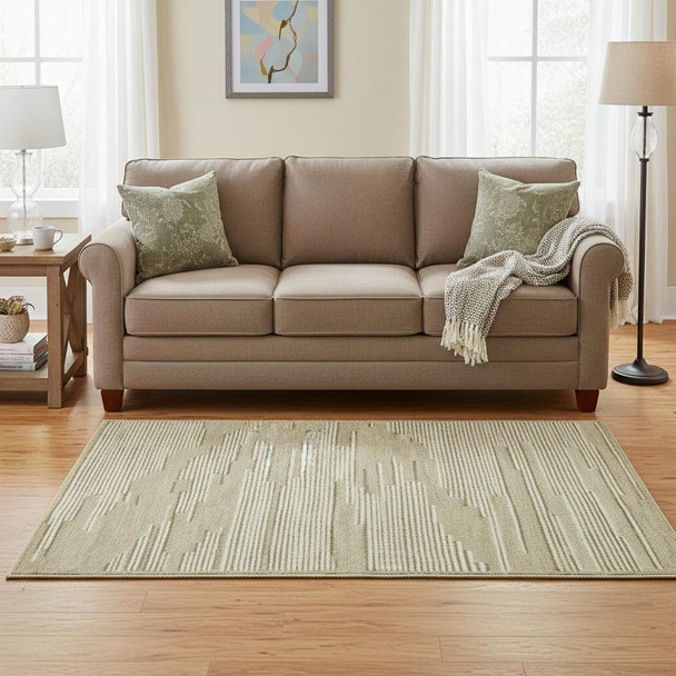 5' X 8' Gray And Ivory Wool Geometric Hand Hooked Area Rug