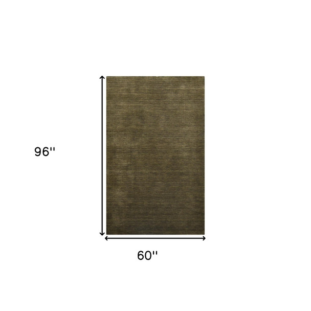 5' X 8' Brown Wool Hand Woven Area Rug