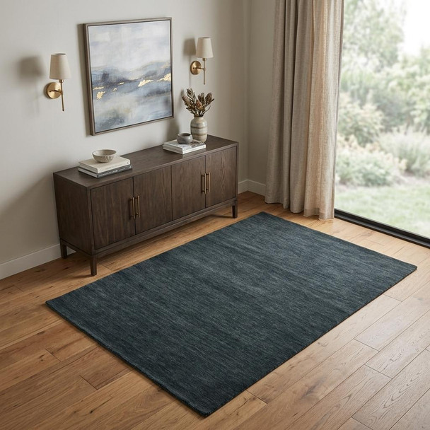 4' X 6' Dark Gray Wool Hand Woven Area Rug