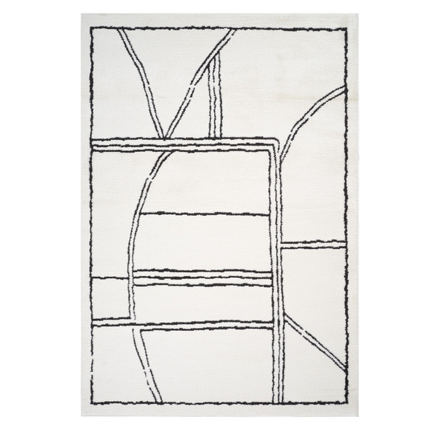 3' X 10' Ivory And Black Moroccan Runner Rug